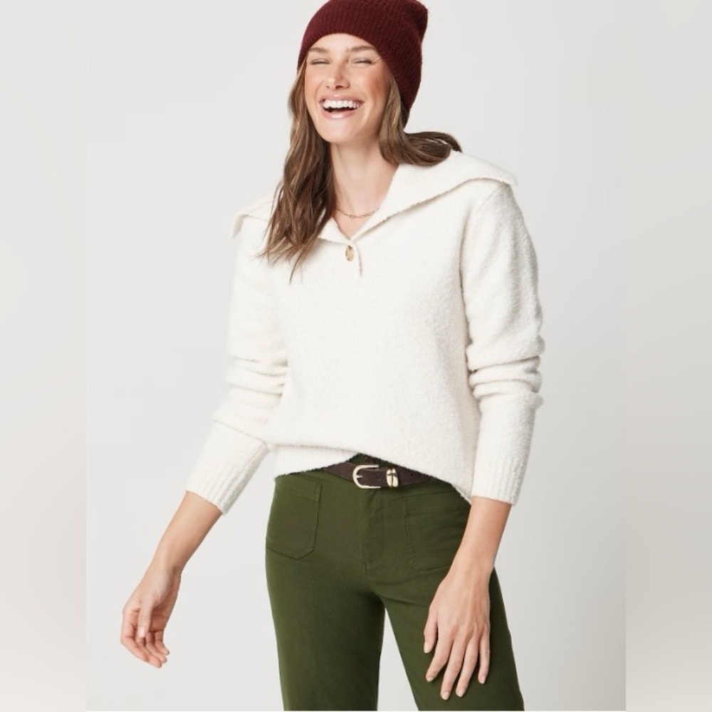NWT J. Crew Bouclé button-collared sweater - Picture 3 of 10